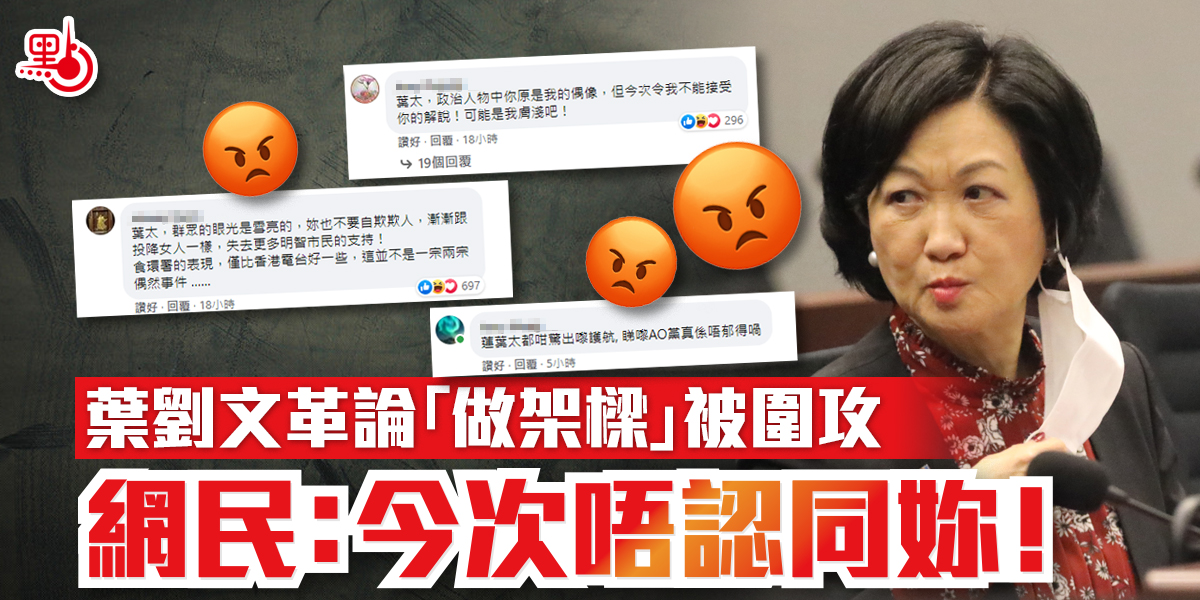 葉劉文革論「做架樑」被圍攻 網民：今次唔認同妳! - 港聞 - 點新聞
