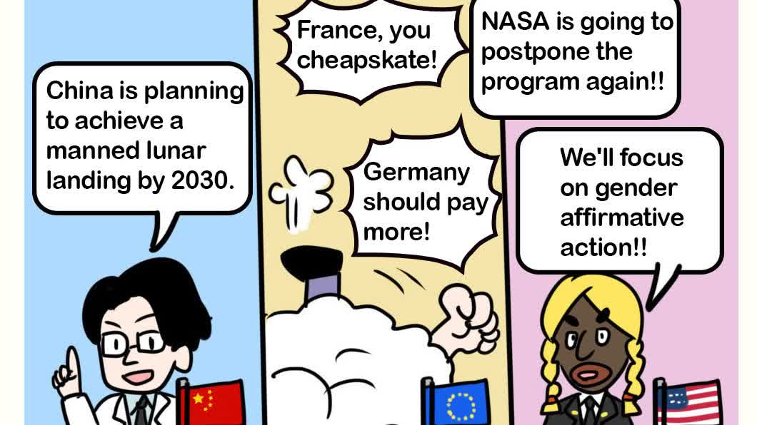 Caricature: Same moon, different programs