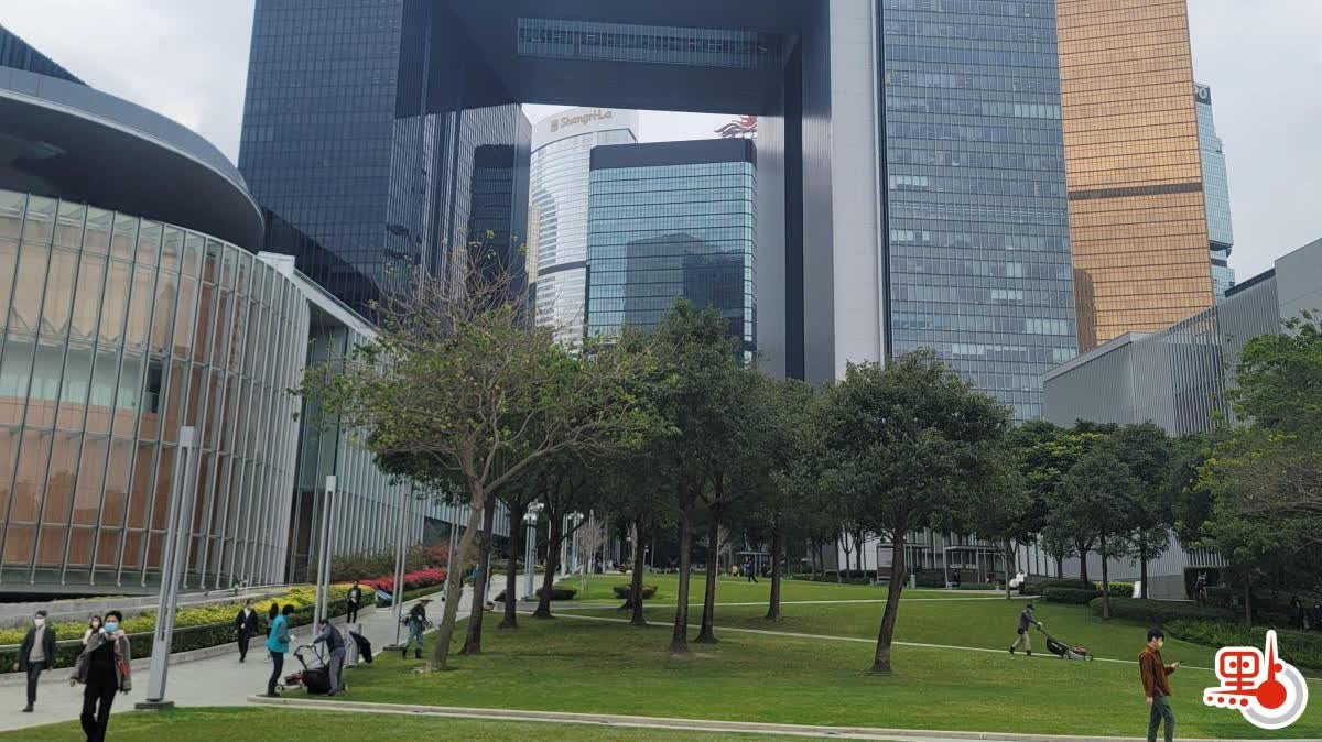 Red paint poured on planter at government headquarters, covering area of about 2 by 3 meters