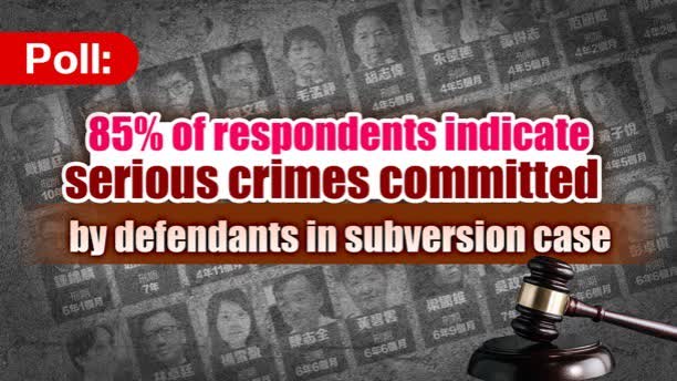 Poll: 85% of respondents indicate serious crimes committed by defendants in subversion case