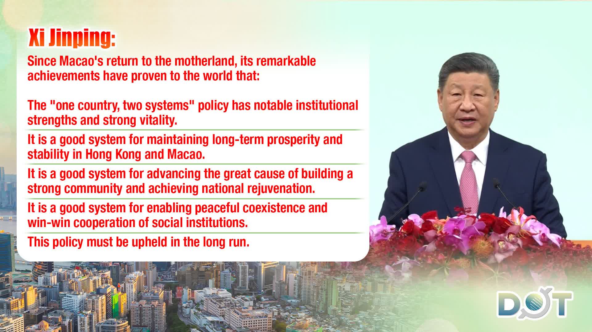 Xi says 'one country, two systems' policy must be long upheld