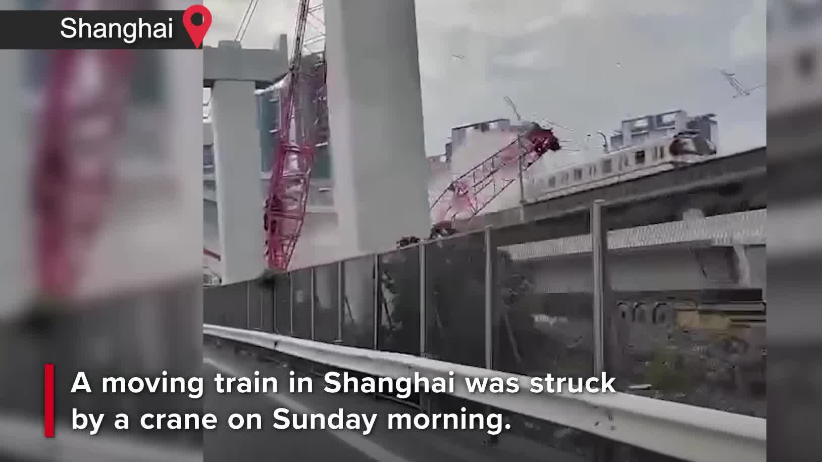 Watch This | Shanghai Metro Line 11 hit by steel frames snapped from crane