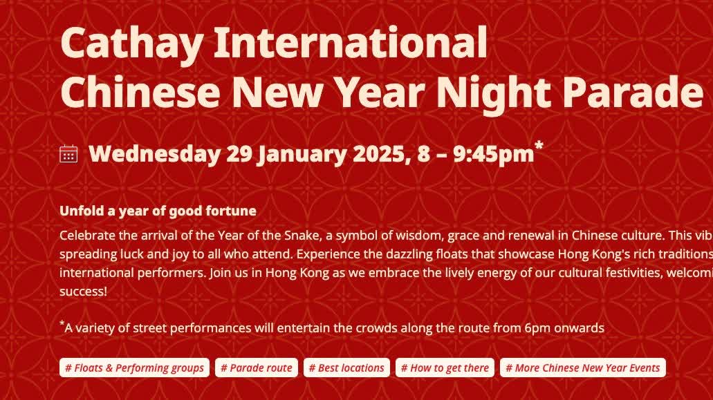 Cathay International Chinese New Year Night Parade expected to attract 100,000 spectators