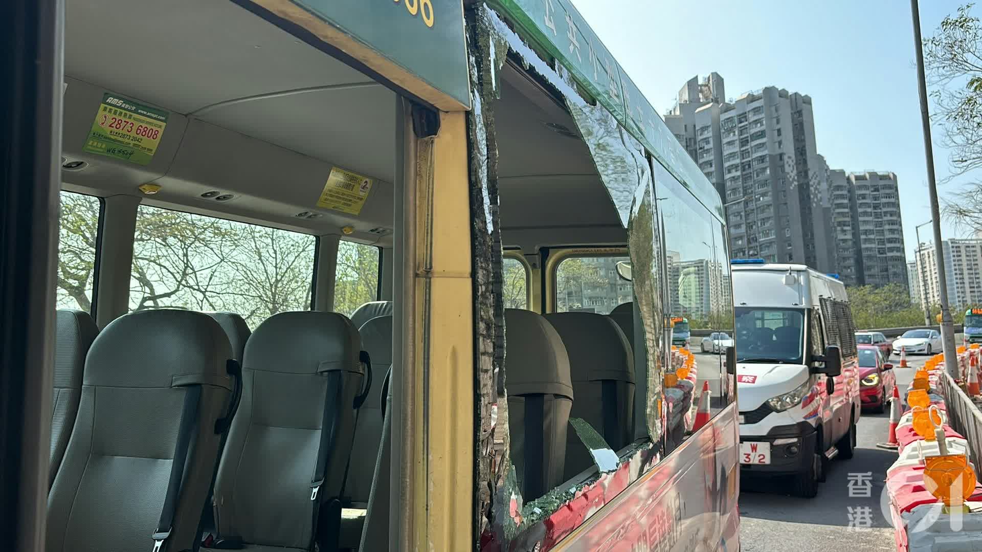 Rolling stones shatter minibus window in HK, shocking passenger