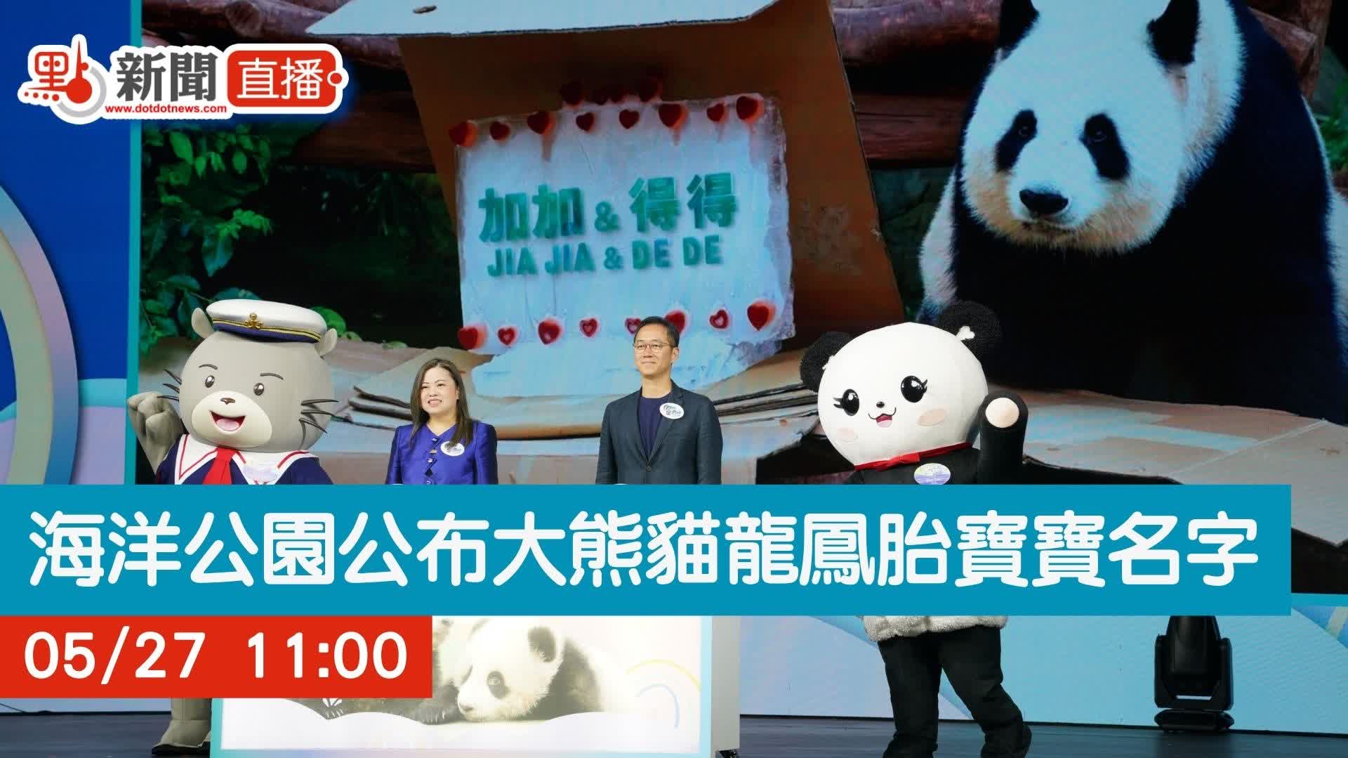 點直播｜海洋公園公布大熊貓龍鳳胎寶寶名字｜5月27日