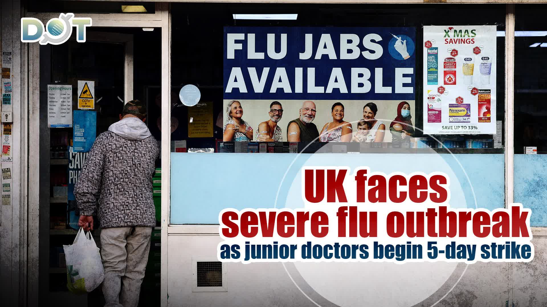 UK faces severe flu outbreak as junior doctors begin 5-day strike