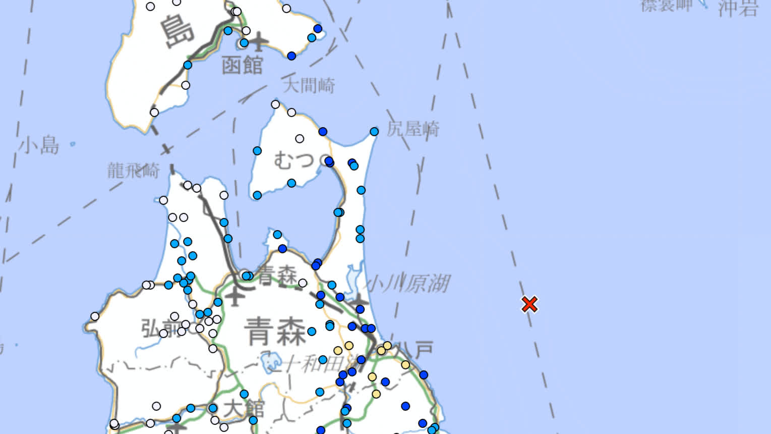 日本青森縣東部近海發生5.5級地震