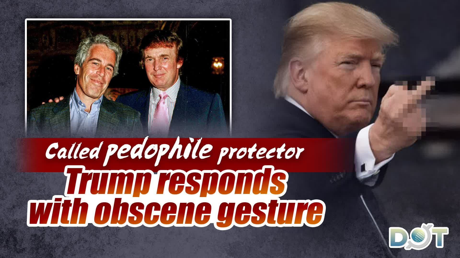 Called pedophile protector, Trump responds with obscene gesture