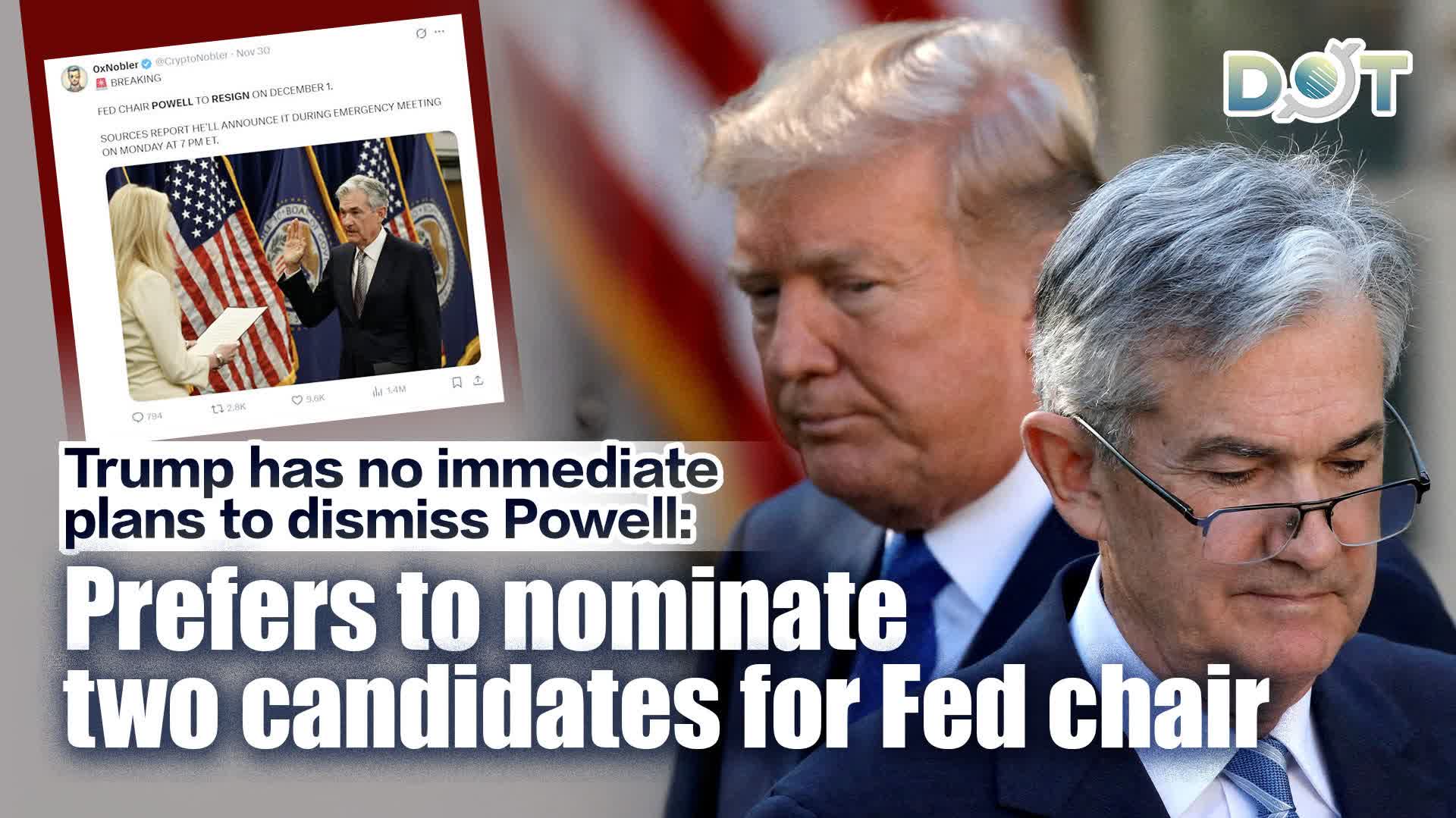 Trump has no immediate plans to dismiss Powell: Prefers to nominate two candidates for Fed chair