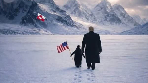 White House posts AI image of Trump walking penguin towards Greenland flag, sparks online debate