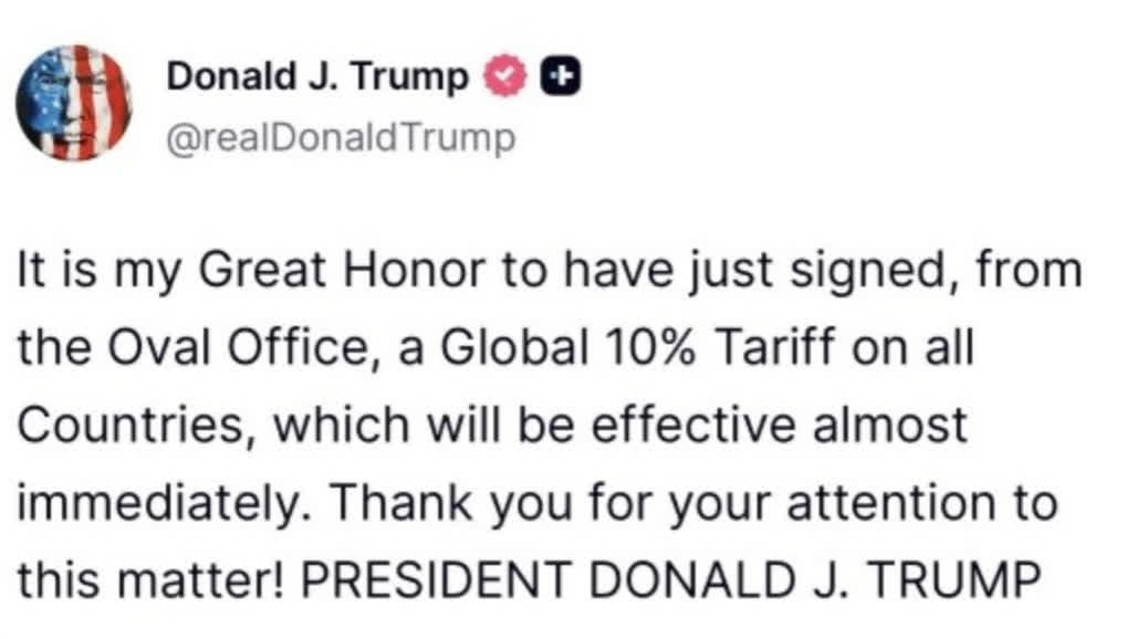 Trump signs order to impose 10 pct tariff on all countries