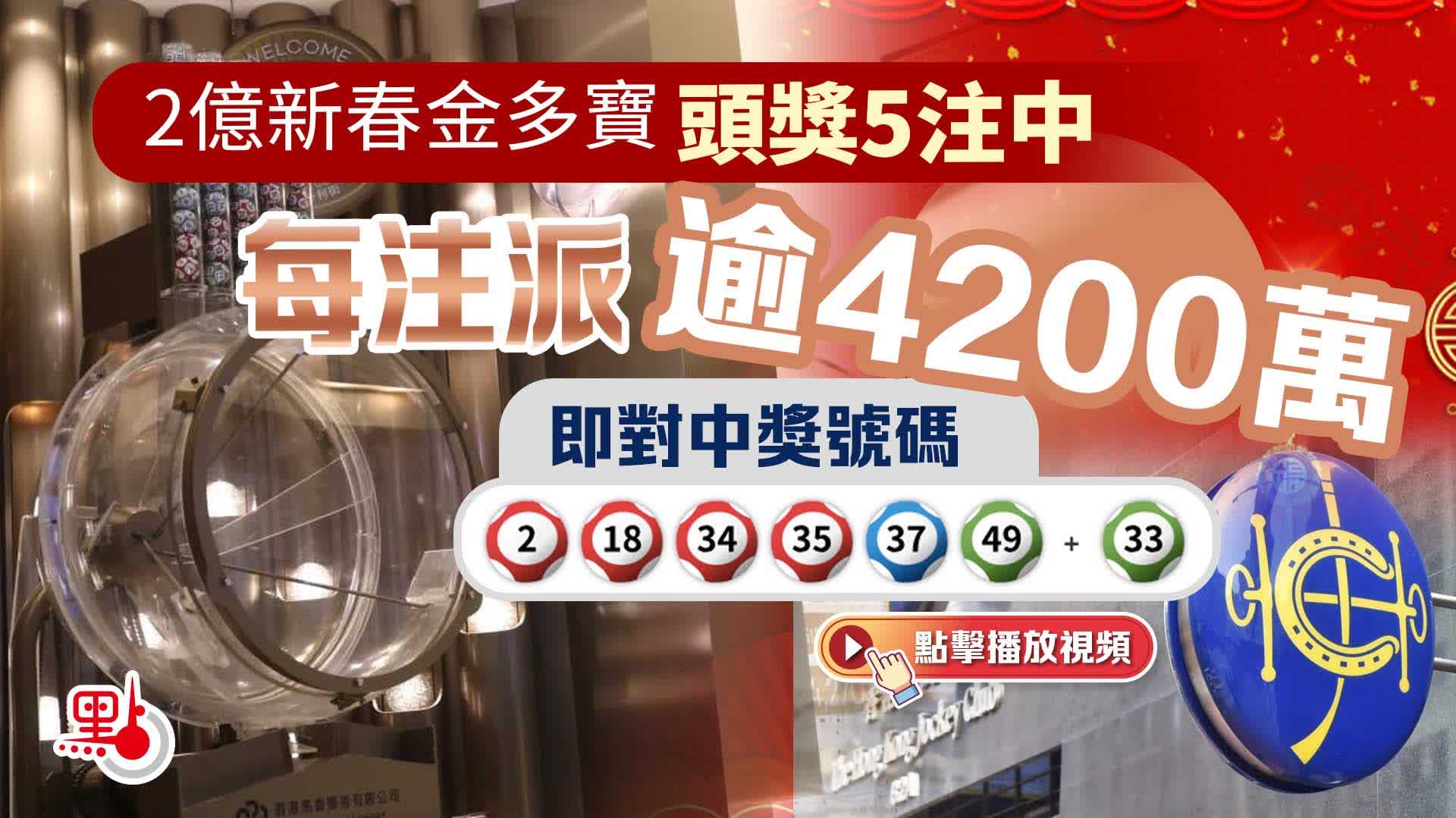 （有片）2億新春金多寶頭獎5注中　每注派逾4200萬