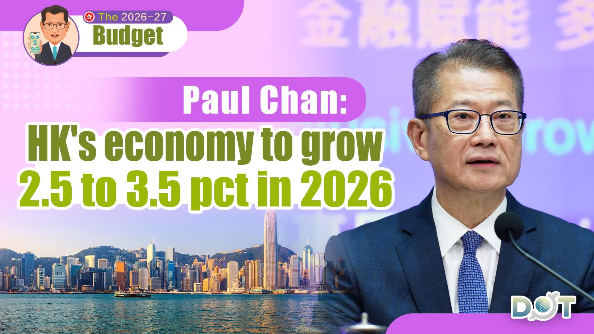 Budget 2026-27 | HK's economy to grow 2.5 to 3.5 pct in 2026: Paul Chan