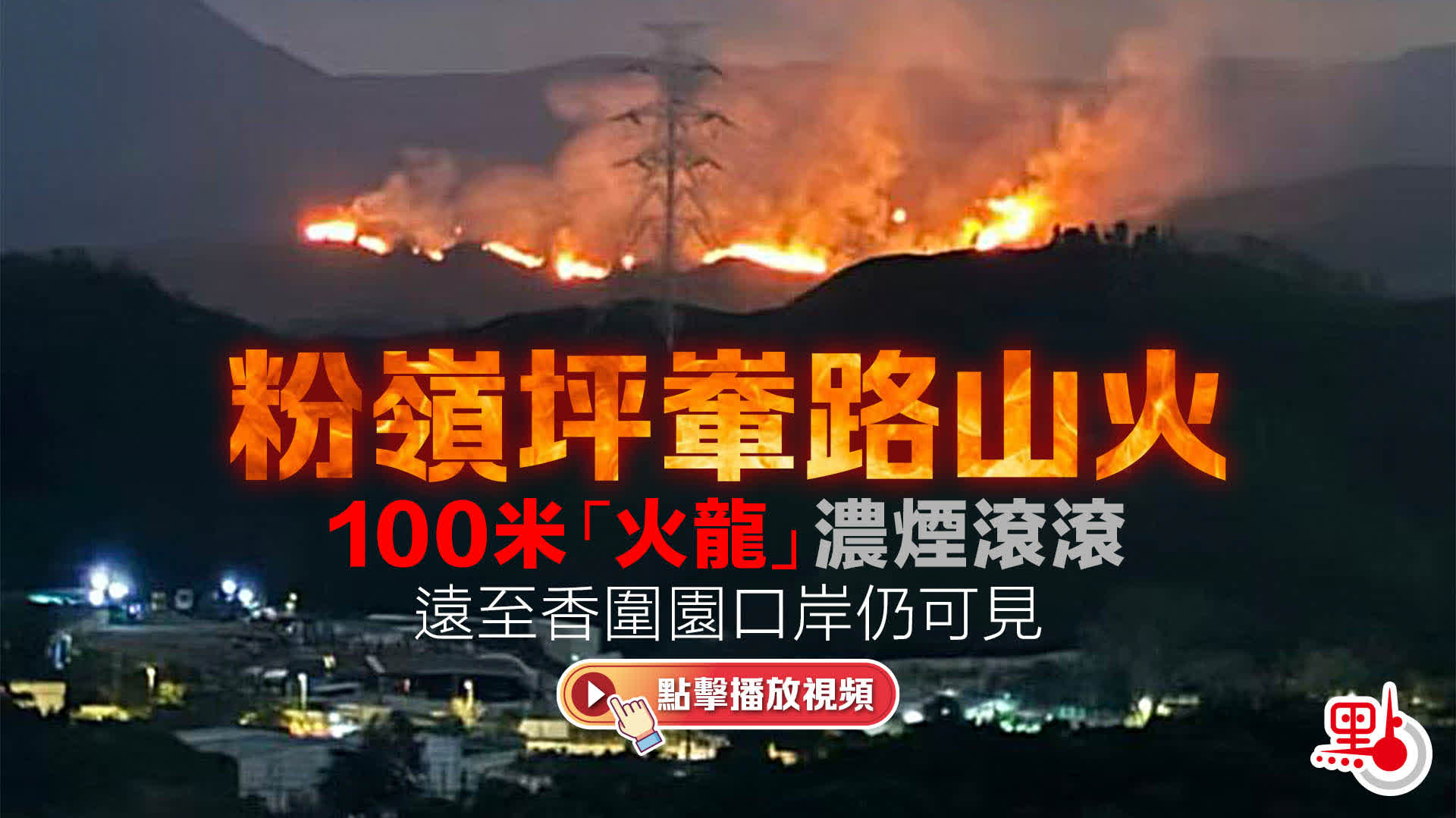 （有片）粉嶺坪輋路山火　警務處：暫未收到人員傷亡報告