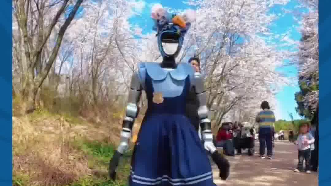 Watch This | A humanoid robot dances under cherry blossoms in Guizhou