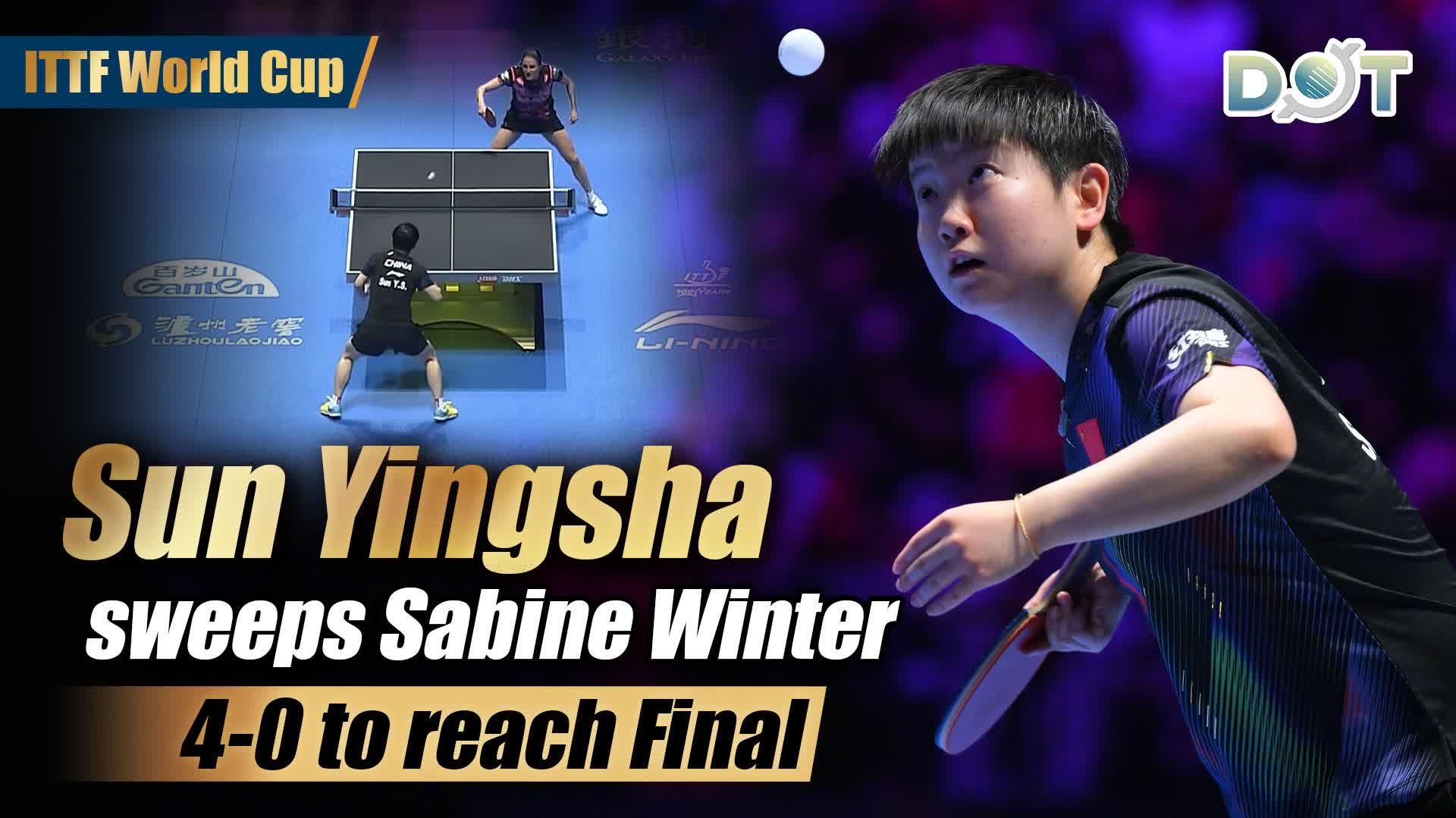 ITTF World Cup | Sun Yingsha sweeps Sabine Winter 4-0 to reach Final