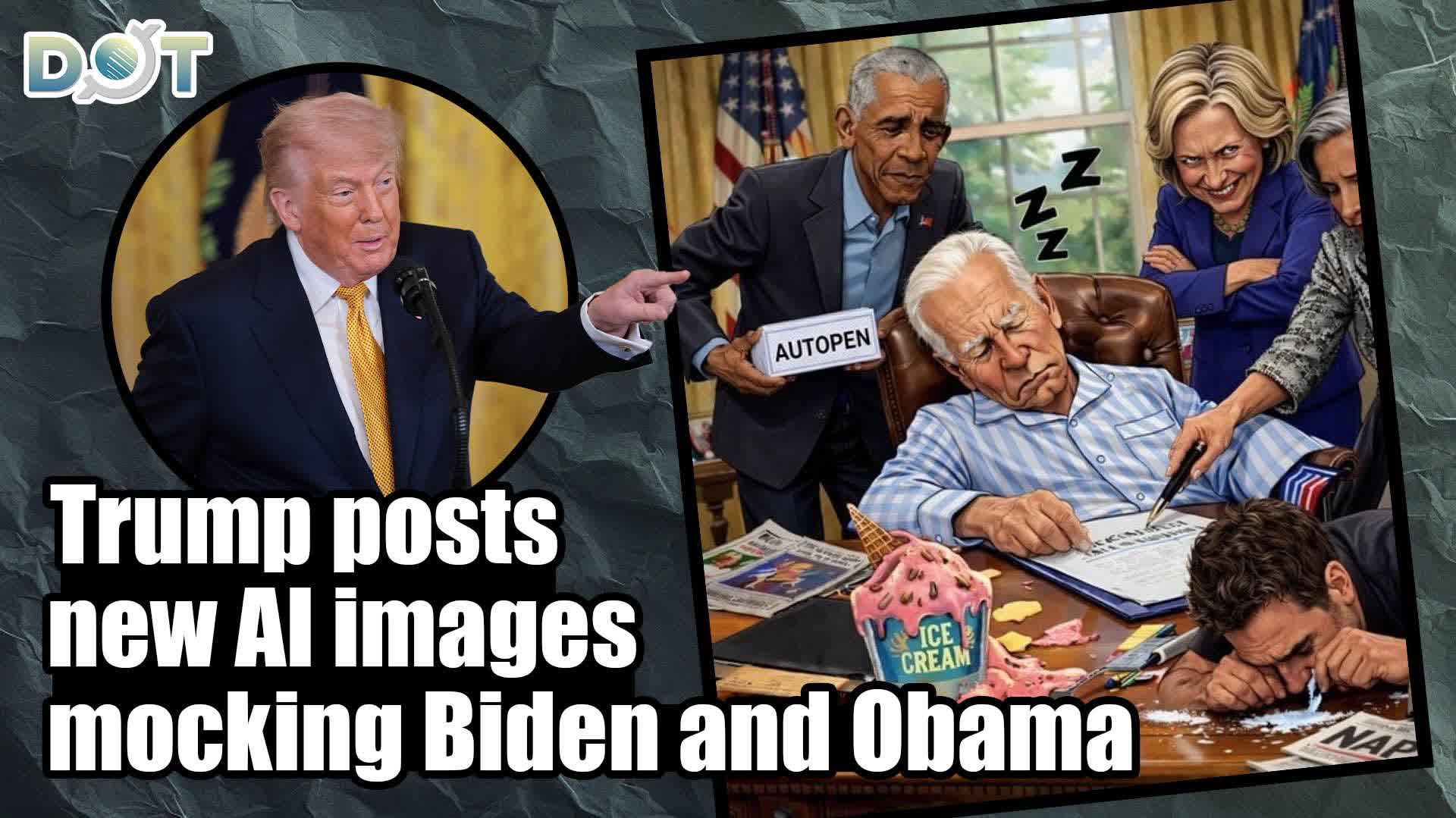 Trump posts new AI images mocking Biden and Obama