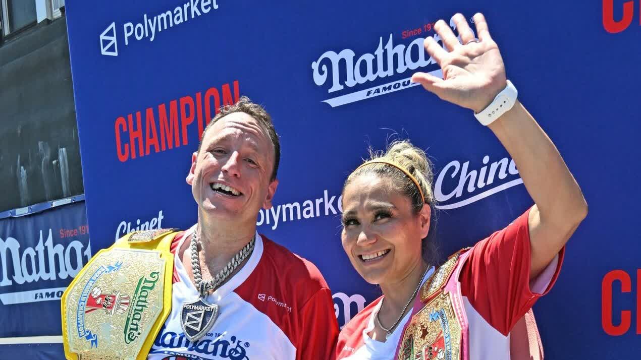 Nathan's hot dog contest: Chestnut wins again with 66 in 10 minutes, heat hampers record bid