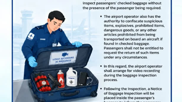 Thailand introduces new airport security rule allowing checked bags to be opened without passengers