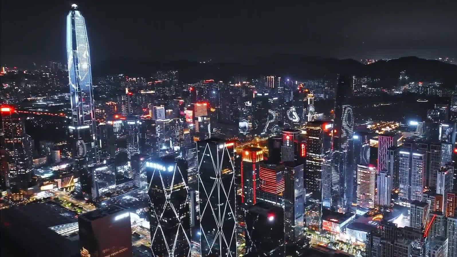 Watch This | Shenzhen skyline glows with vibrant lights at night