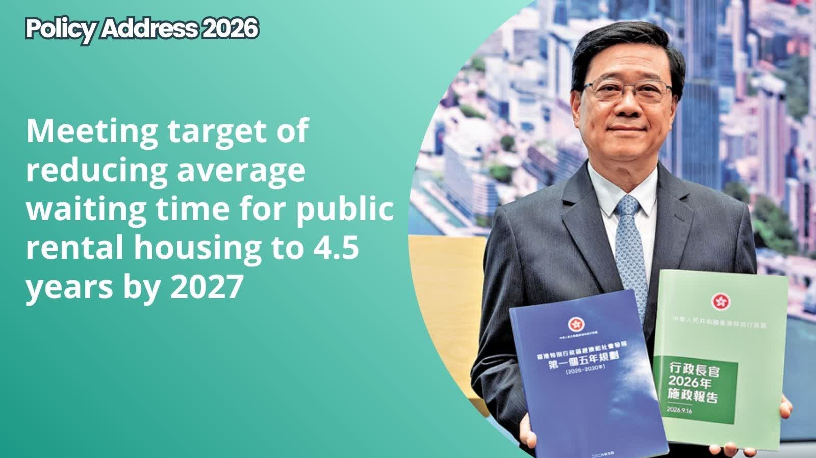Policy Address 2026 | Meeting target of reducing average waiting time for public rental housing to 4.5 years by 2027