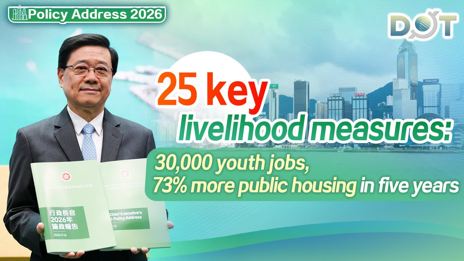 Policy Address 2026 | 25 key livelihood measures: 30,000 youth jobs, 73% more public housing in five years
