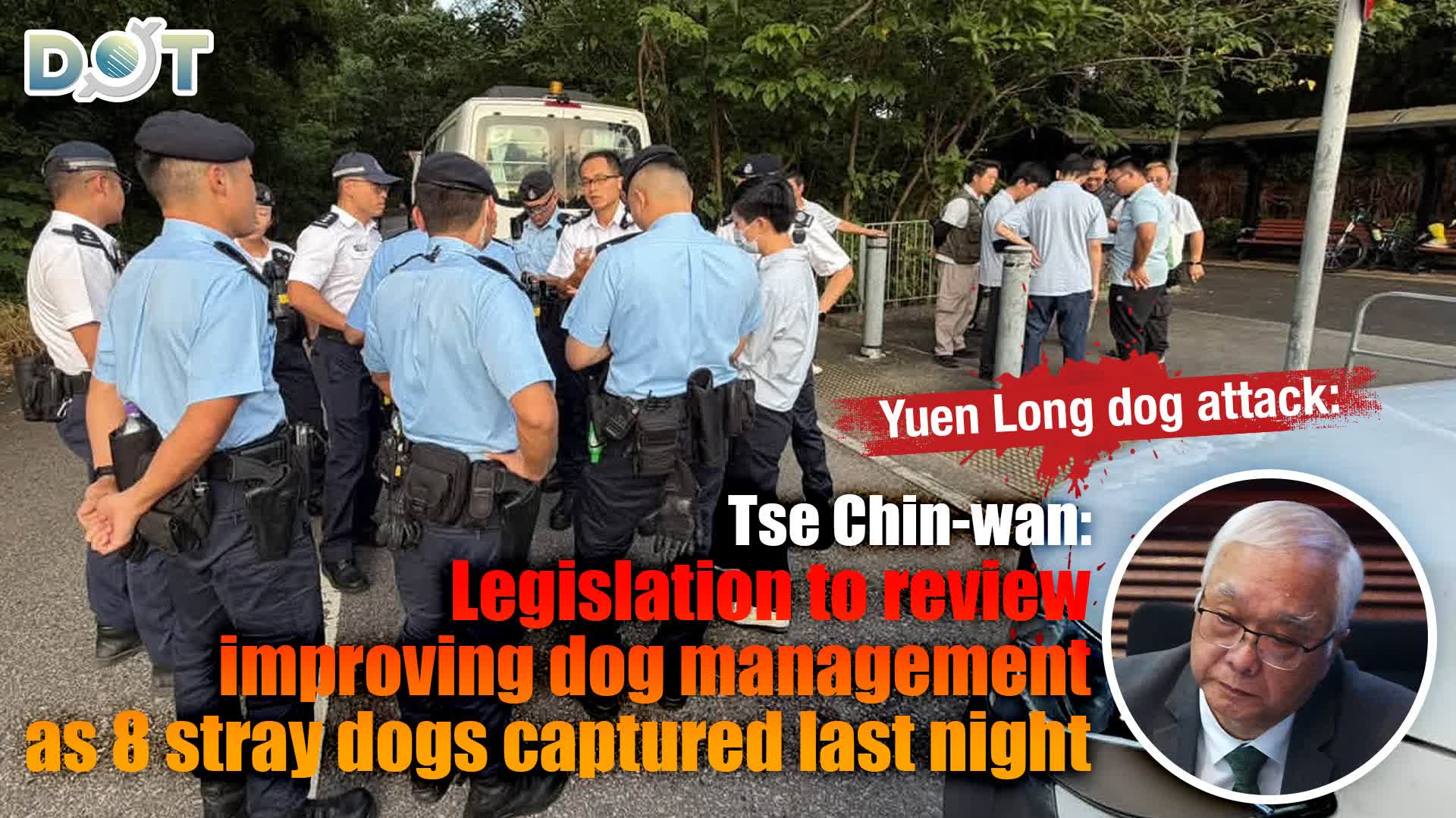 Yuen Long Dog Attack | Tse Chin-wan: Legislation to review improving dog management as 8 stray dogs captured last night