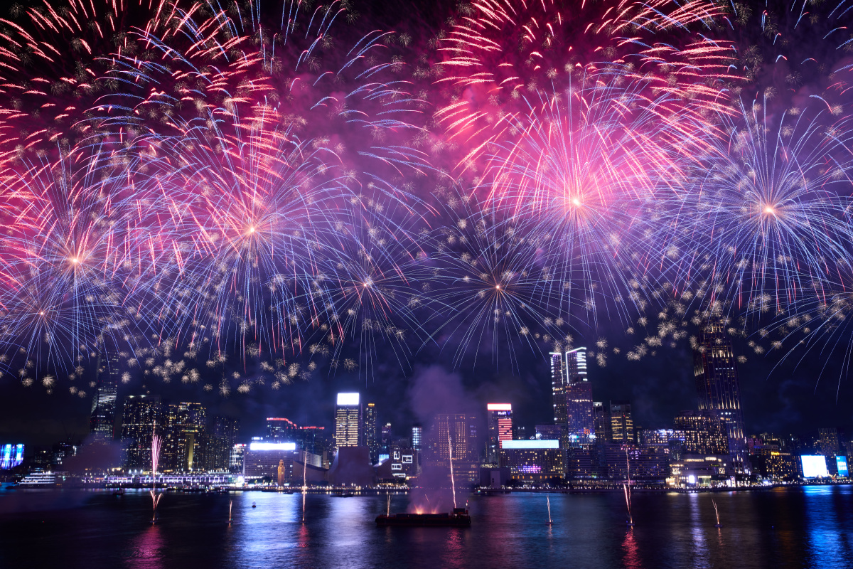 National Day fireworks display in HK lights up Victoria Harbour. (DDN)
