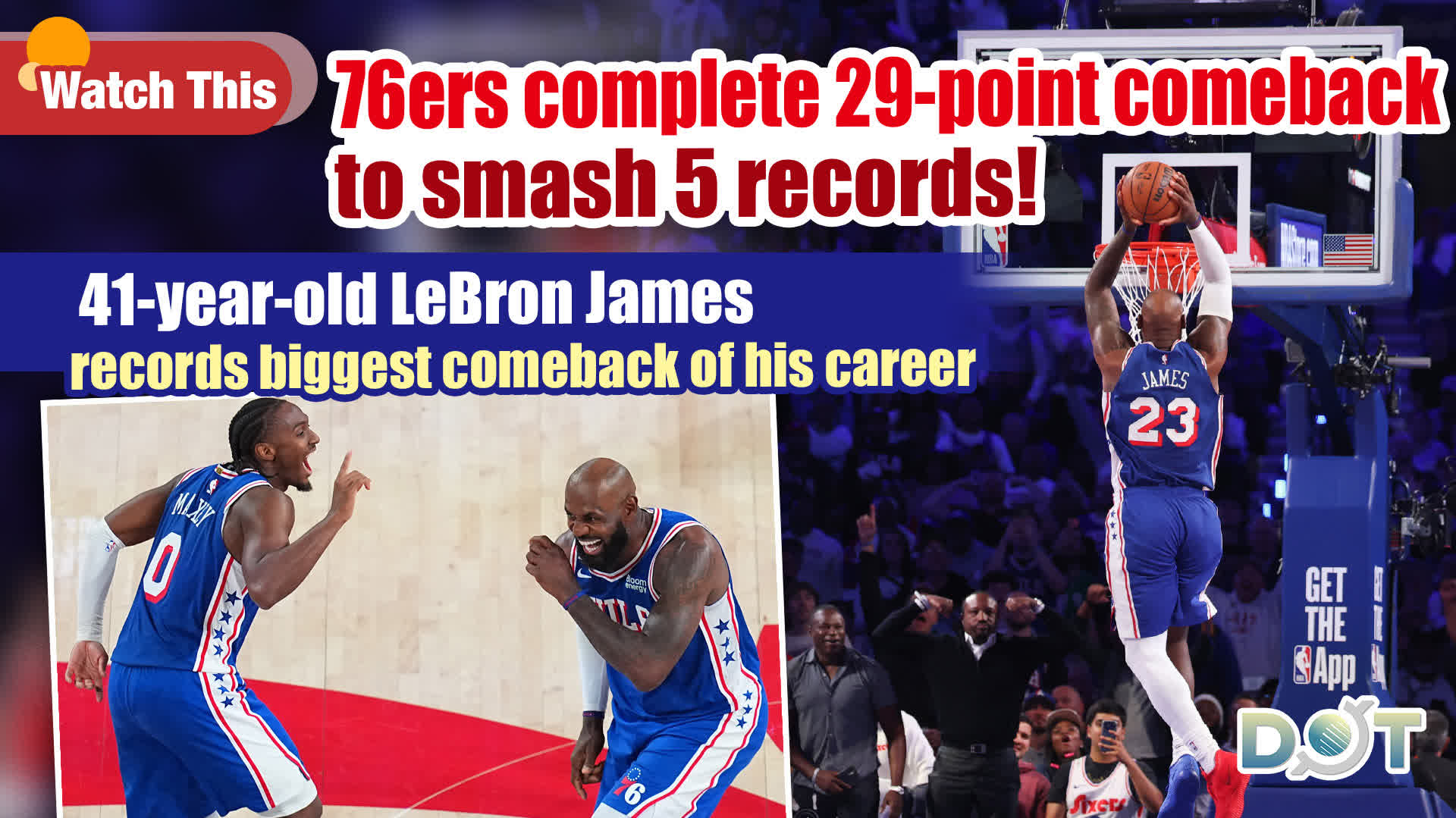 Watch This | 76ers complete 29-point comeback to smash 5 records! 41-year-old LeBron James records biggest comeback of his career